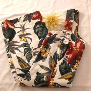 Jean dress tropical print